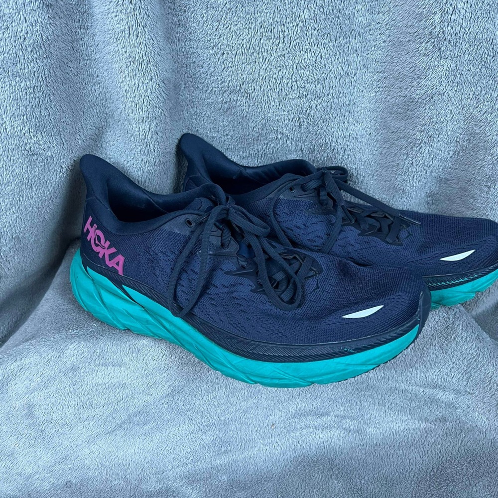 Hoka Clifton 8 Running Shoes Womens 10B Navy Blue Athletic Performance Shoes